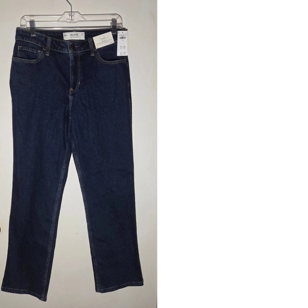 Hollister High Rise Straight Size 6 Regular W28 Regular NWT Dark Wash